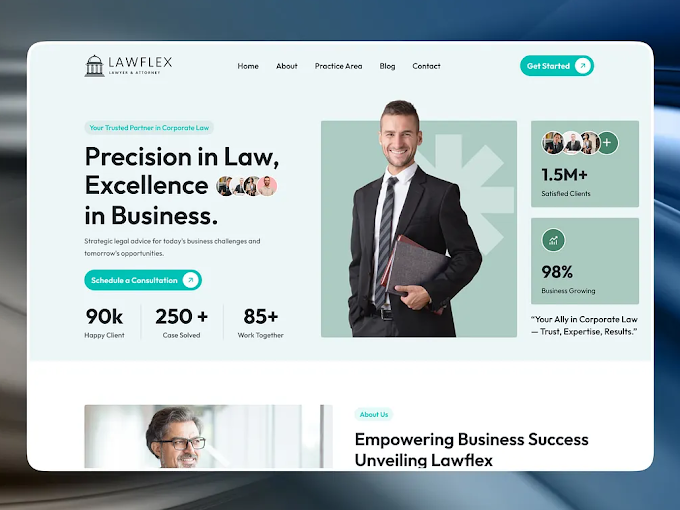 Illustrative business website design preview with a clear headline and contact button